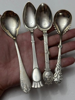 COLECTIE - 4 LINGURI ARGINT 830 - Denmark 1919 - 1937 - 120g. - 7.5lei/gr. ! foto