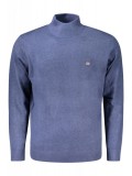 Cumpara ieftin Bluza cu gat barbati, cu mini logo brodat, Regular fit, albastru, XL