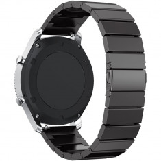 Curea pentru Smartwatch Samsung Gear S2, iUni 20 mm Otel Inoxidabil Black Link Bracelet foto