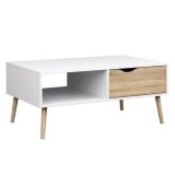Cumpara ieftin Masuta de cafea din pal stejar sonoma alb Oslo 99x60x43 cm