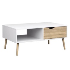 Masuta de cafea din pal stejar sonoma alb Oslo 99x60x43 cm