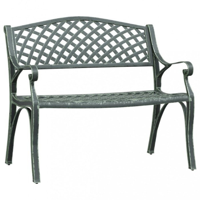 Banca de gradina, verde, 102 cm, aluminiu turnat