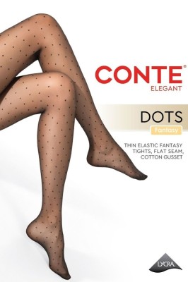 Ciorapi subțiri cu model, buline polka, Fantasy Dots - Nero, 4-L Standard foto