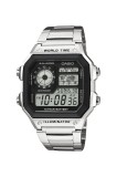 Ceas Barbatesc Casio Digital Argintiu AE-1200WHD-1A Cronograf, Alarma, Calendar, Iluminare LED, Otel Inoxidabil