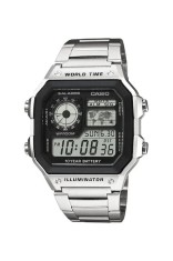 Ceas Casio cronograf cu display digital, Argintiu