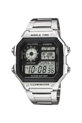 Ceas Casio cronograf cu display digital, Argintiu foto