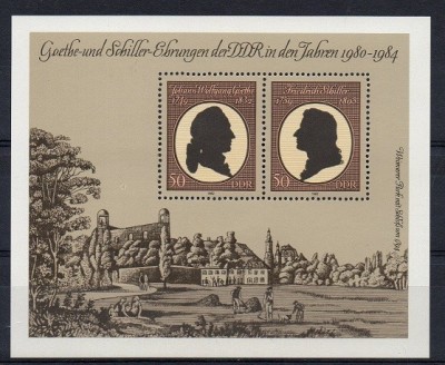 s3 - Germania DDR 1982 - Goethe si Schiller, colita neuzata,perfecta stare(z) foto