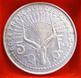 (M1560) MONEDA SOMALIA FRANCEZA (ASTAZI DJIBOUTI) - 5 FRANCS 1965, TIRAJ 200.000 BUC, MAI RARA