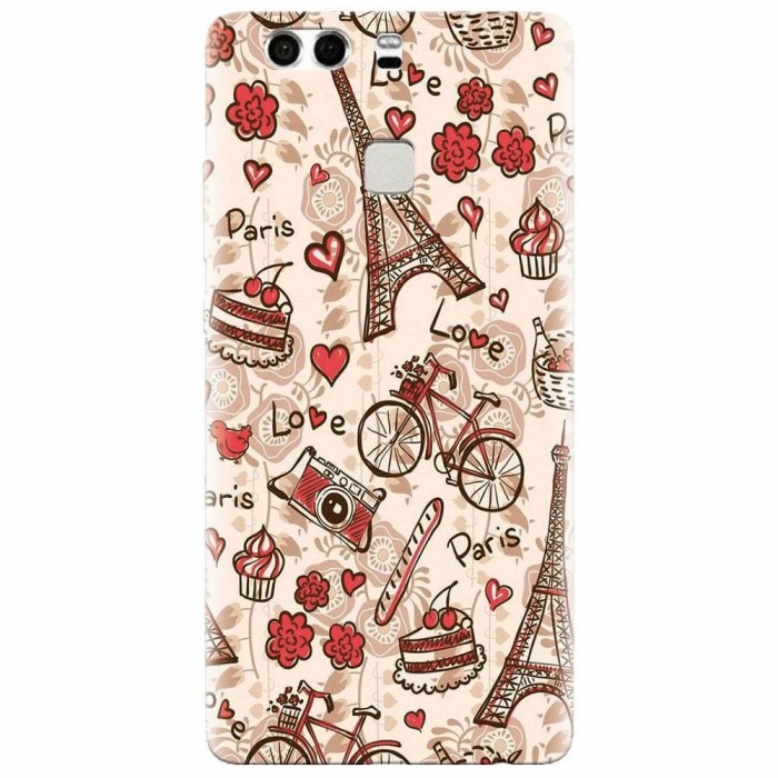 Husa silicon pentru Huawei P9 Plus, Paris Love Husa silicon pentru Huawei P9 Plus, Paris Love