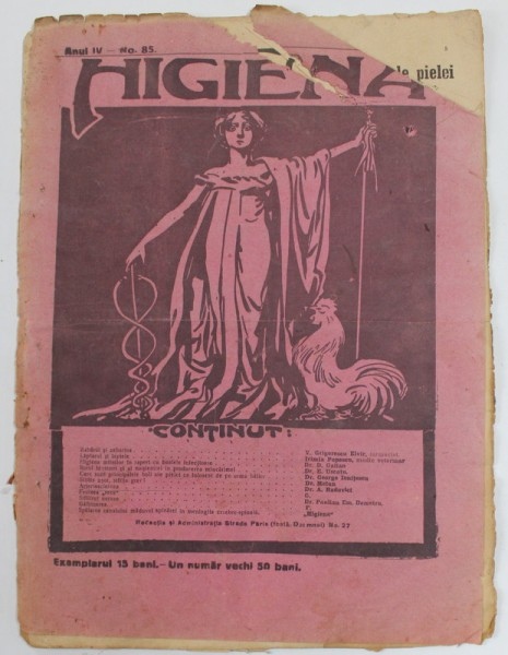 HIGIENA , REVISTA PENTRU PREINTAMPINAREA BOLILOR SI PASTRAREA SANATATII , ANUL II , NR. 40-41 , 1- 15 SEPT. 1913
