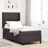 VidaXL Pat cu arcuri cu saltea Maro &icirc;nchis 90 x 200 cm țesătură