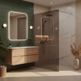 Paravan de dus Rea Flexi Brown / Brush Copper 140