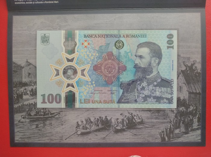 100 lei - 2024 - 185 ani de la nasterea regelui Carol I - Pliant + Plic BNR