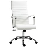 Vinsetto Scaun de birou ergonomic din piele ecologică, cu rotire și balans, 54x62x104-114 cm, alb | Aosom Romania