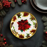 Cumpara ieftin Tava decorativa din plastic &ndash; model floare de poinsettia &ndash; 22 cm Best CarHome