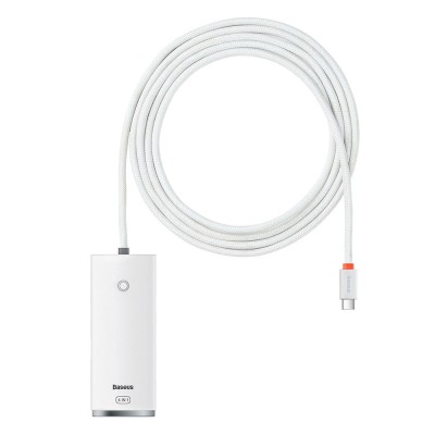 Baseus - Hub Adapter Lite Series (WKQX030502) - Type-C to 4x USB 3.0, Type-C, 2m - White foto