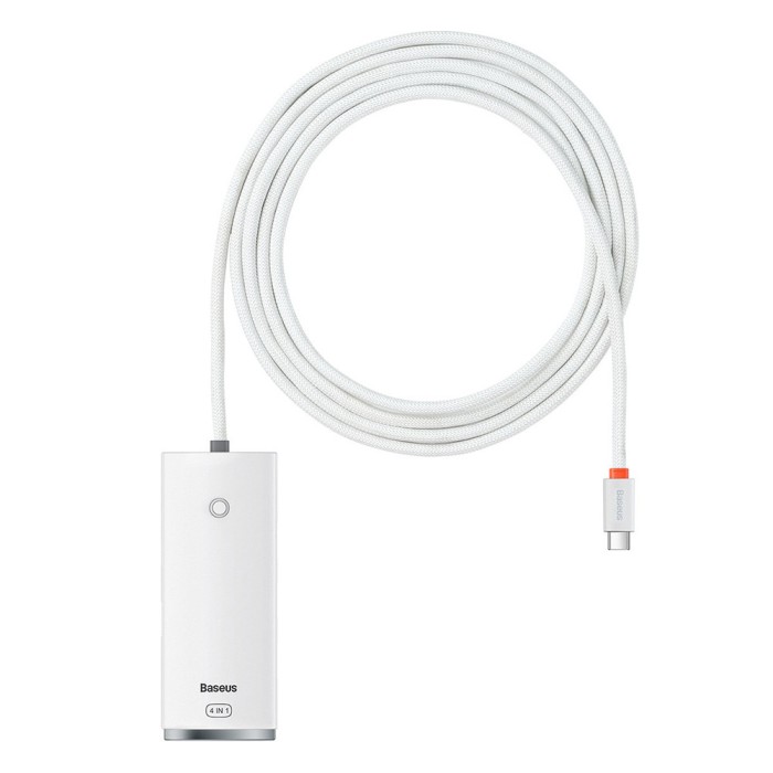 Baseus - Hub Adapter Lite Series (WKQX030502) - Type-C to 4x USB 3.0, Type-C, 2m - White