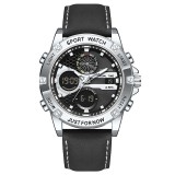 Ceas Bărbați Foxbox FB0089 Argintiu-Negru &ndash; Design Sport Funcții Multiple, Rezistent la Șocuri, Rezistent la Apă 3ATM