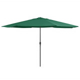 vidaXL Umbrelă de soare de exterior, st&acirc;lp metalic, verde, 390 cm