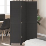 vidaXL Paravan de cameră cu 3 panouri, negru, lemn masiv paulownia