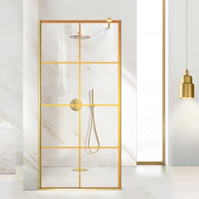 Paravan dus walk-in Aqua Class &amp;reg; Gold, model Mode auriu, sticla clara securizata, 80x195 cm foto