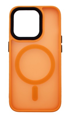 Husa din silicon compatibila MagSafe, Matte Transparent pentru iPhone 15 Pro Max Portocaliu foto