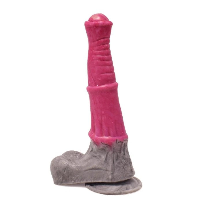Dildo Stallion, Silicon Lichid, Roz/Gri, 25.5 cm