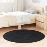 Covor Shaggy vidaXL NAVARRA Negru 120x120cm Rotund Poliester Inalt