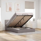 vidaXL Pat otoman cu saltea și LED-uri Taupe 140x200 cm țesătură 3312316