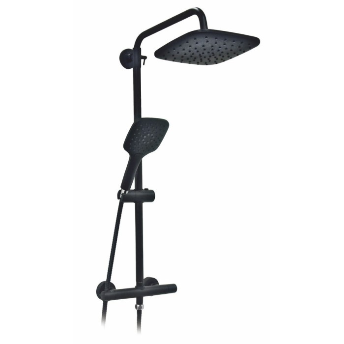 Set de duș Vesuvio BL negru cu baterie termostatică