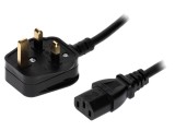 Cablu 3x0,75mm&sup2; BS 1363 IEC C13 mamă PVC 2m negru