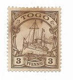 Togo - Nava Kaiserului "Hohenzollern", 1900-1919 - 3 PF, neobliterat