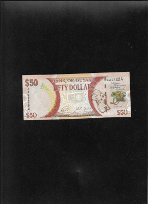 Guyana 50 dollars dolari 2016 seria998224 unc foto