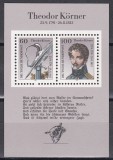 Germania 1991 -200 ani de la nașterea lui Karl Theodor K&ouml;rner, poet, Colita, MNH, Nestampilat