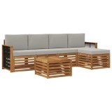 vidaXL Set de canapele de exterior 6 pcs Natural și gri deschis 3384262