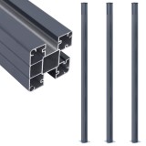 Cumpara ieftin Stalpi de gard, 3 buc., gri inchis, 185 cm, aluminiu
