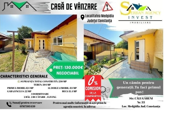 CASĂ DE V&Acirc;NZARE &ndash; ZONA CENTRALĂ MEDGIDIA
