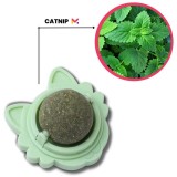 Cumpara ieftin Jucarie interactiva pentru pisicute cu minge rotativa 360&deg; din iarba Catnip pentru curatarea dintilor, 5.5 cm, Verde
