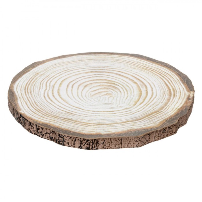 Suport Lumanari Lemn Buturuga, Diametru 23 cm, Inaltime 2 cm, Natural, 4 Picioare Antiderapante