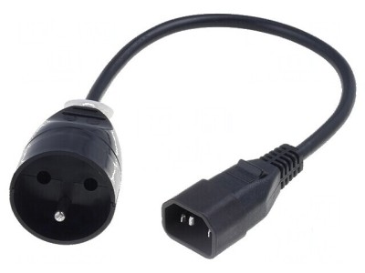 Cablu 3x1mm2 CEE 7/5 IEC C14 tată PVC 0,3m foto