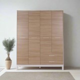 Dulap Haine Adore London, 4 usi si 2 sertare, Alb - Stejar, 159 x 202 x 52 cm