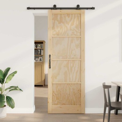 vidaXL Ușă Glisantă Manual Natural și negru 83 x 232 cm foto