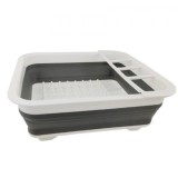 Uscator Vase Pliabil Silicon, Suport Tacamuri si Farfurii, Gri, Compact, Camping/Acasa, 38x29.3 cm