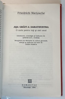 ASA GRAIT-A ZARATHUSTRA de FRIEDRICH NIETZSCHE ,1994 foto