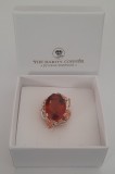 Inel Cocktail Vintage - Aur 9K, Argint, Citrin Natural 12 Ct și Diamante 10 Ct