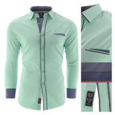 Camasa pentru barbati, verde, Slim fit, casual, cu guler - Catania foto