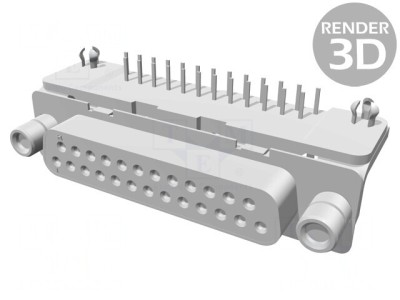 Conector D-Sub 25P Soclu Mamă 90&amp;deg; THT UNC 4-40 foto