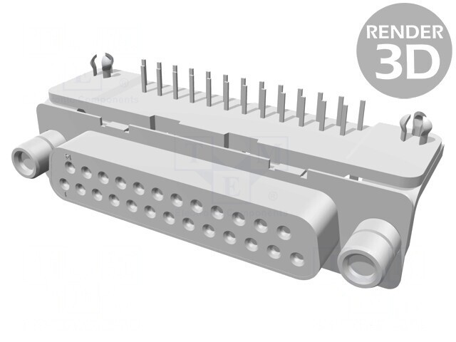 Conector D-Sub 25P Soclu Mamă 90&deg; THT UNC 4-40