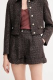 Gaudi pantaloni scurți din l&acirc;nă culoarea maro, uni, high waist, 521FD25003