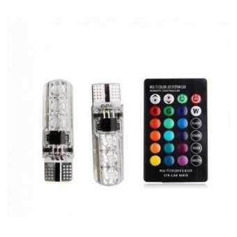 Set 2 led T10 RGB siliconat foto